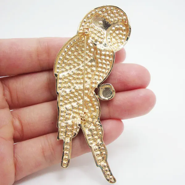 Брошь в винтажном стиле коричневая птица-попугай булавка со стразами