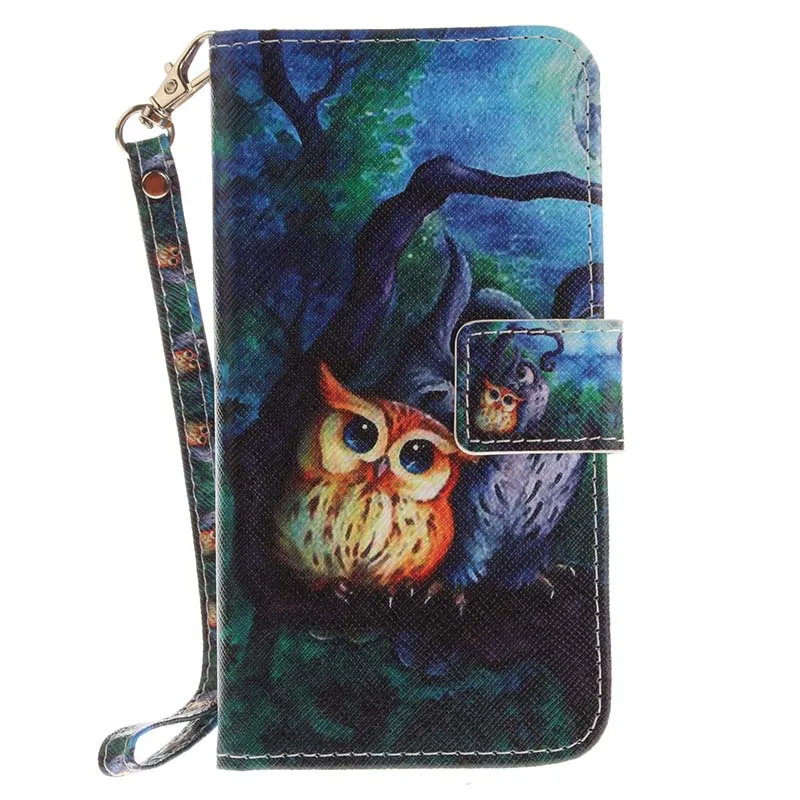 Oil Painting Owl Кожаный чехол-бумажник с рисунком для iPhone XS, XR, X, 8, 7 Plus, 5, 5S, SE, 6 S, 6, флип-чехол со слотом для карт, чехол для iPhone XS Max, чехлы - Цвет: Oil Painting Owl