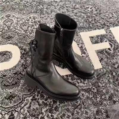black Silla liners/Ботинки martin для подиума; мотоботы; женские ботильоны из натуральной кожи с боковой молнией на массивном каблуке; женская обувь; - Цвет: black