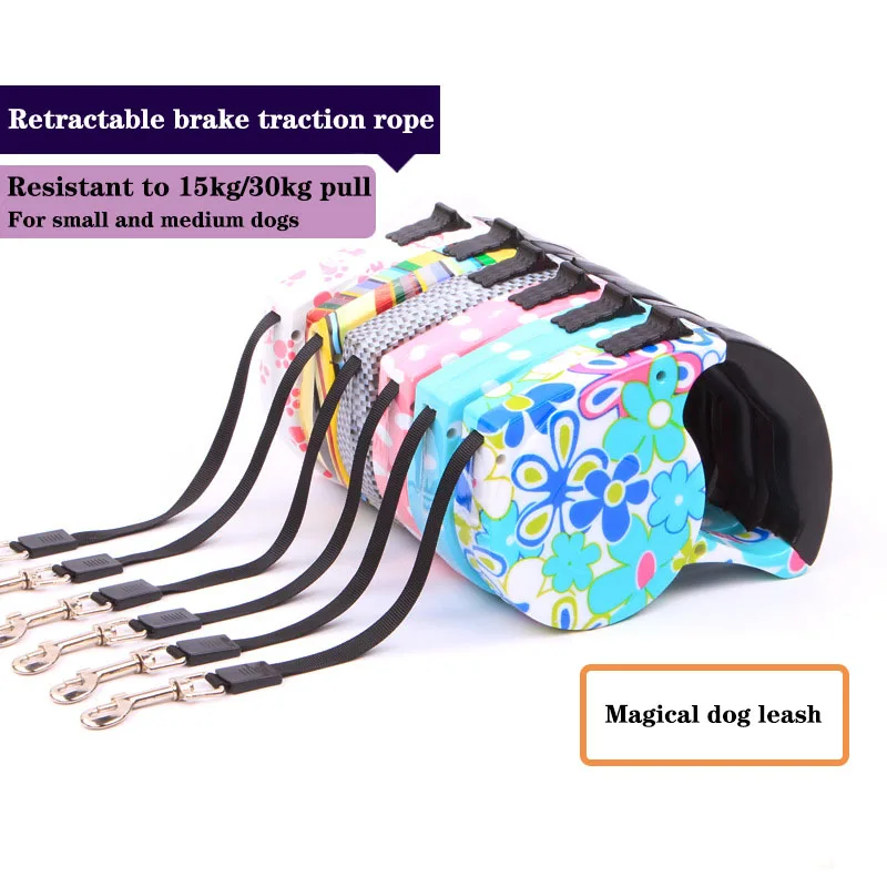 

Pet automatic telescopic traction rope 5 m flat rope tractor dog chain