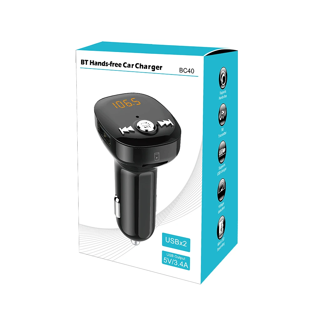 Jilang Bluetooth Handsfree FM передатчик автомобильный комплект аудио mp3-плеер с 2.4A двойной USB
