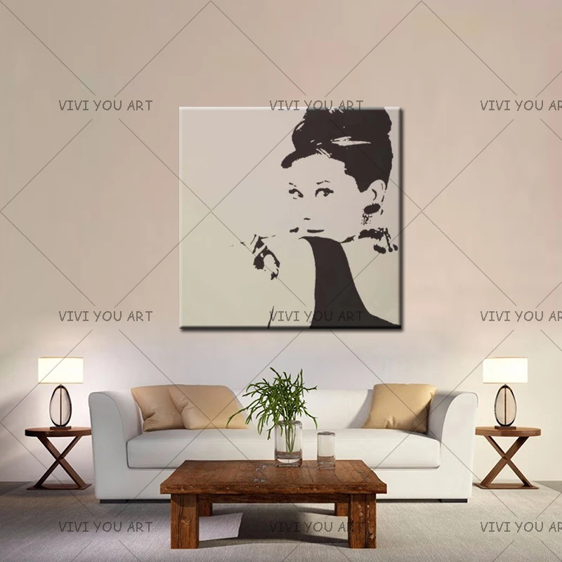 100% ручная роспись Одри Хепберн настенная живопись маслом на холсте современные