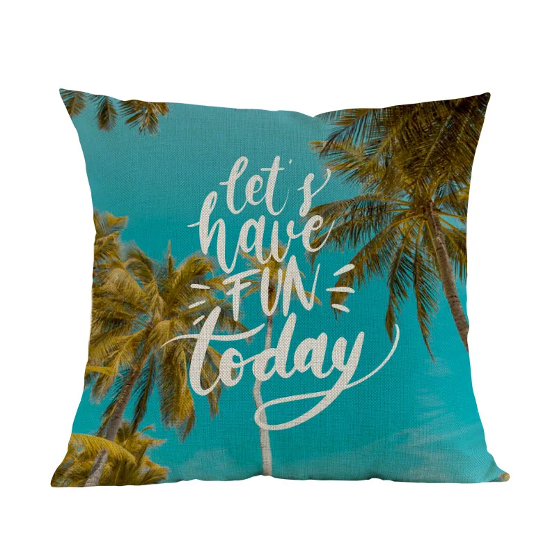Летняя наволочка для подушки с изображением морского берега кокосовых
