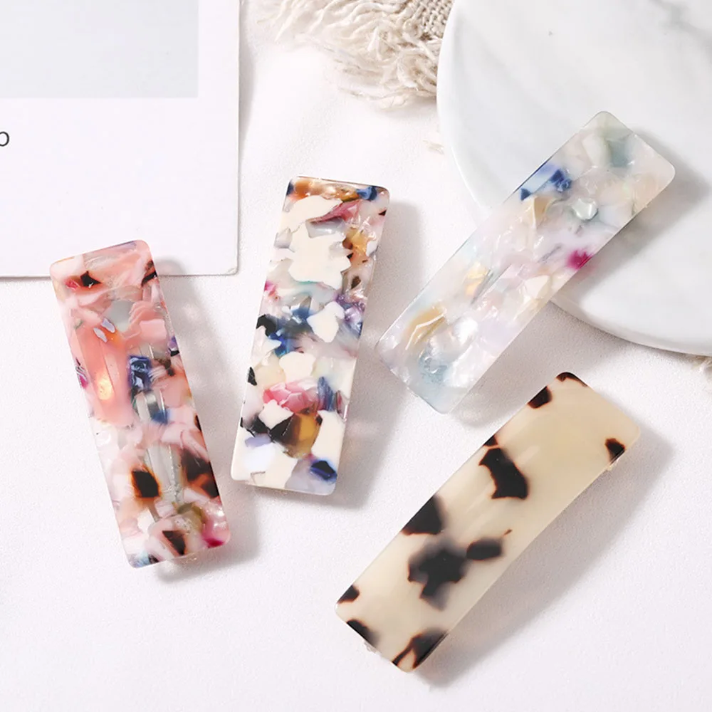 

New Women Elegant Sweet Acetate Leopard Print Rectangle BB Hairpin Headwear Hair Clip Barrette Headband Fashion Hair Accessories
