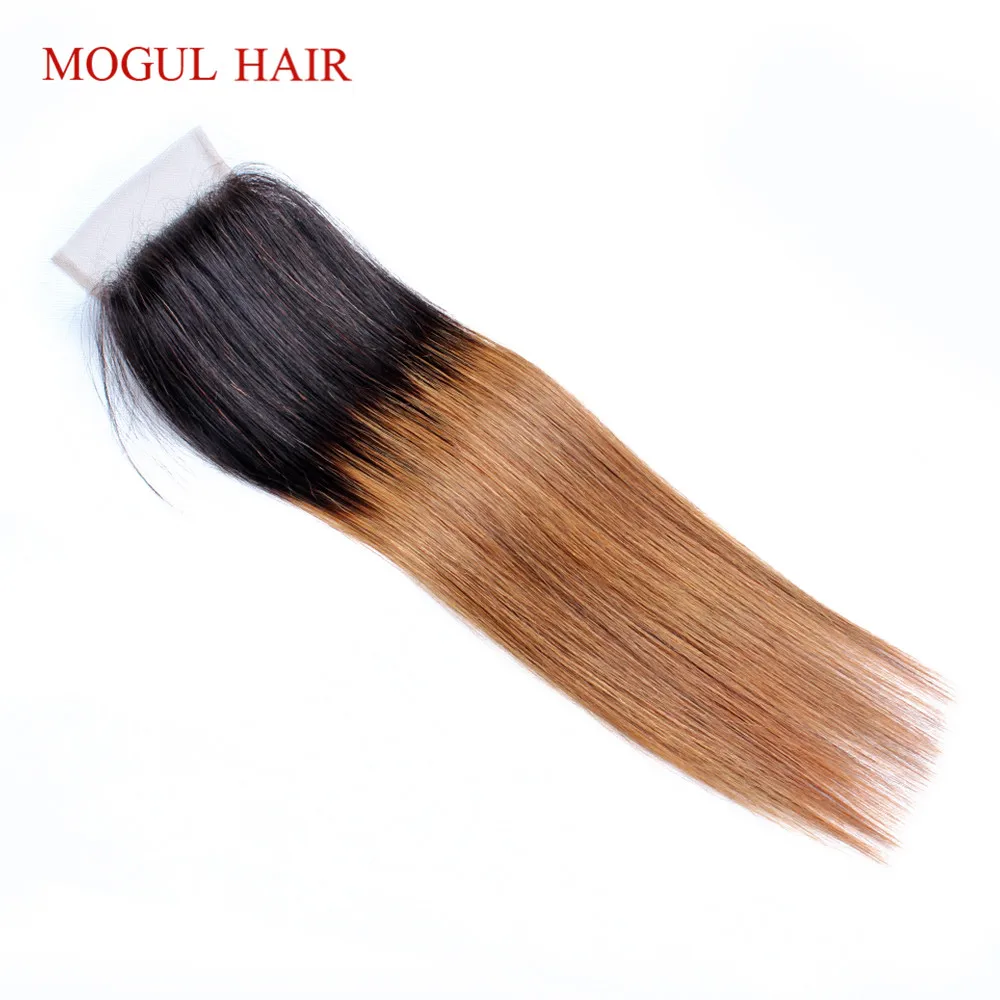 MOGUL волосы Цвет 2 темно-коричневый Remy человеческие волосы закрытие перуанские прямые волосы 4*4 закрытие шнурка Омбре медовый Блонд натуральный черный
