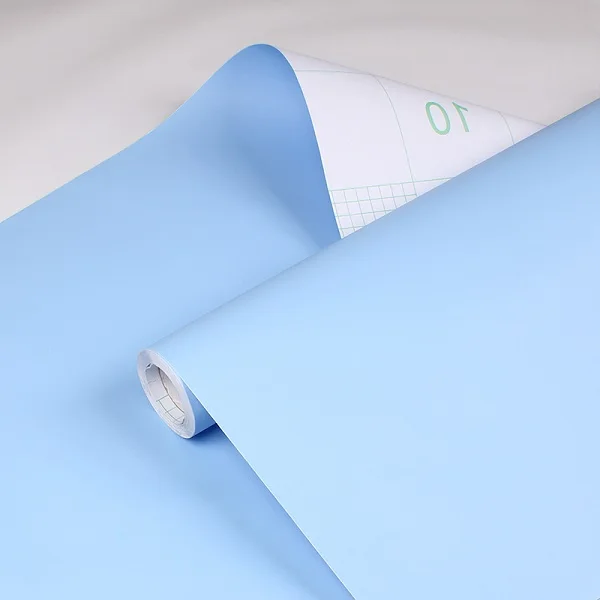 Light blue Самоклеющиеся однотонные из ПВХ обои, водостойкие декоративные пленки, наклейки для ремонта мебели, наклейки для кухонных шкафов - Цвет: Light blue