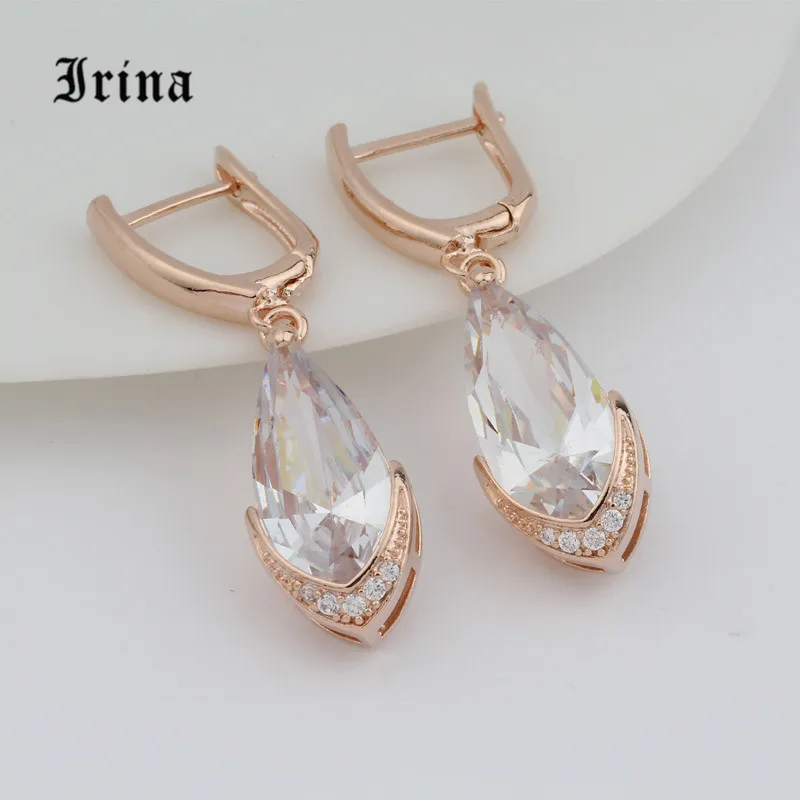 White Irina новые модные серьги капли воды 7 цветов Висячие ювелирные изделия 585 розовое золото серьги для женщин привлекательные, Висячие - Окраска металла: White
