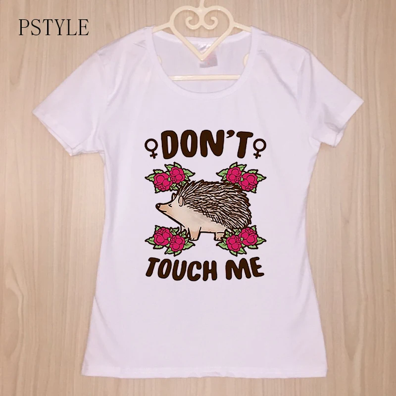 Забавная футболка PSTYLE для женщин летняя с принтом в виде животного и ежика