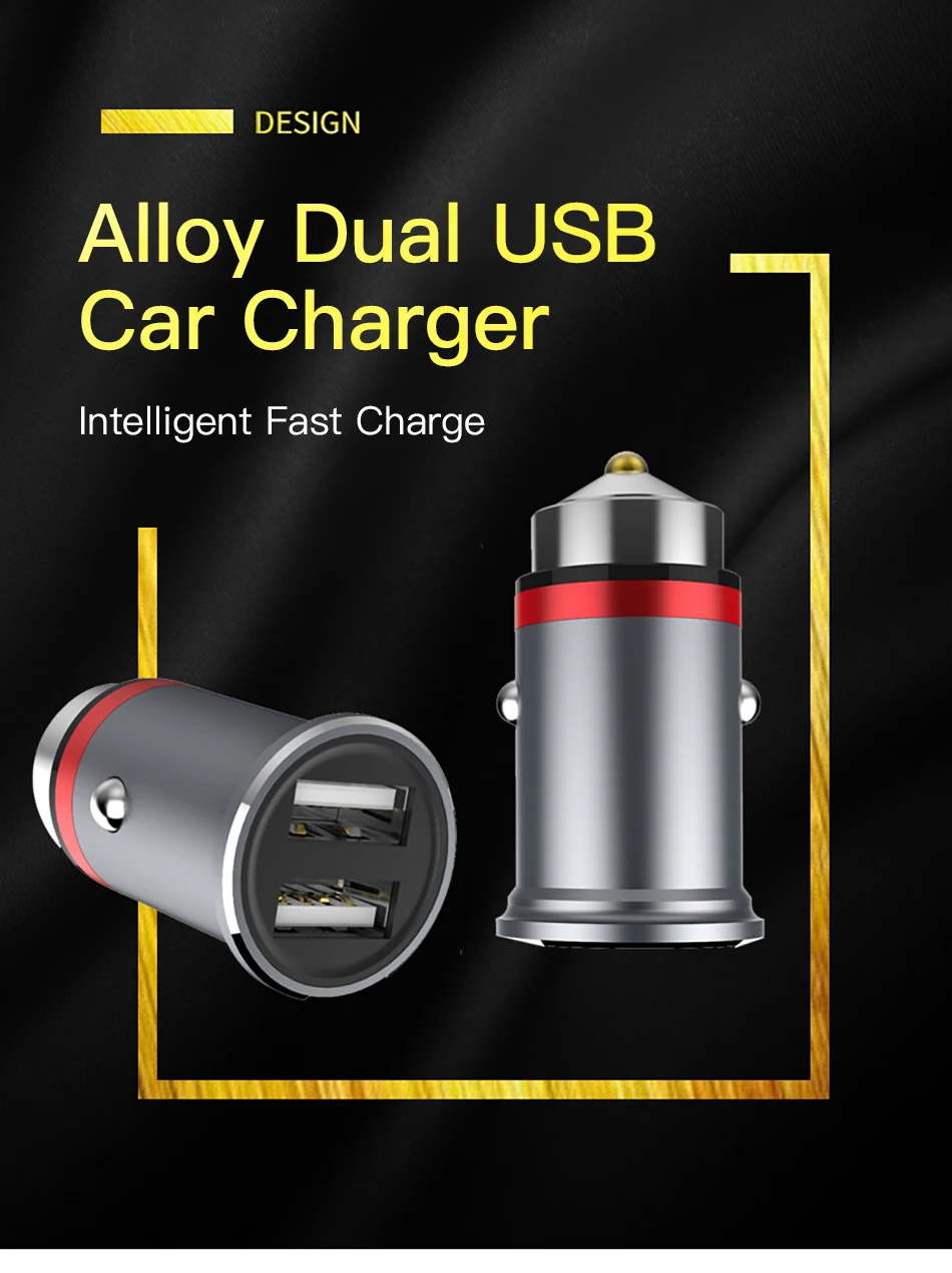ACCEZZ Mini Dual USB Автомобильное зарядное устройство для Apple iPhone X 8 7 6 6s huawei Xiaomi samsung Быстрая зарядка светодиодный дисплей автомобильное зарядное устройство для телефона