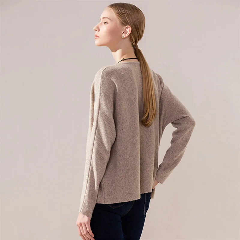 Sexemara осень зима короткий свитер шерсть Свободные Army Green Solid пуловер с длинными