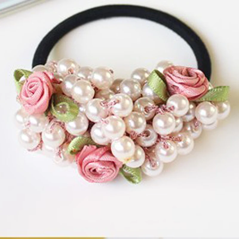 Аксессуары для волос эластичные кольца завязки с цветами и жемчужинами