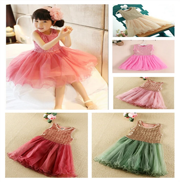 Блестящее детское платье для девочек на день рождения с блестками белого