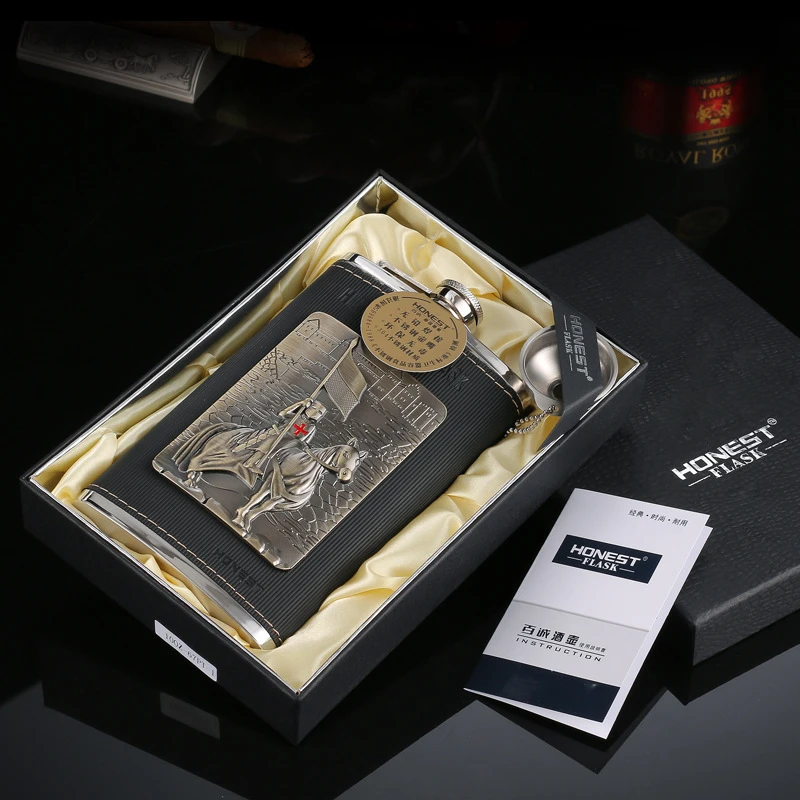 Роскошная фляга класса 10 унций из нержавеющей стали фляжка в стиле Рыцарь смерти