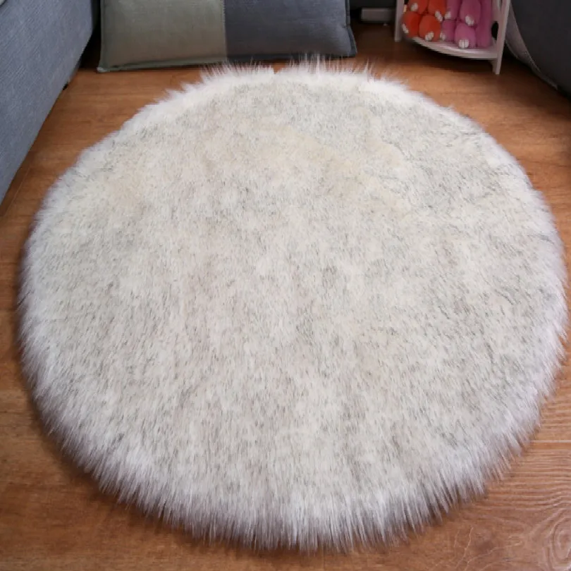 diameter 90CM gray 60*120 см диаметр 35 50 90 см, Цвет: белый, розовый, серый, спальной комнаты пол гостиной меховой ковер tapetes пушистый коврик ковры для спальни круглый коврик - Цвет: diameter 90CM gray