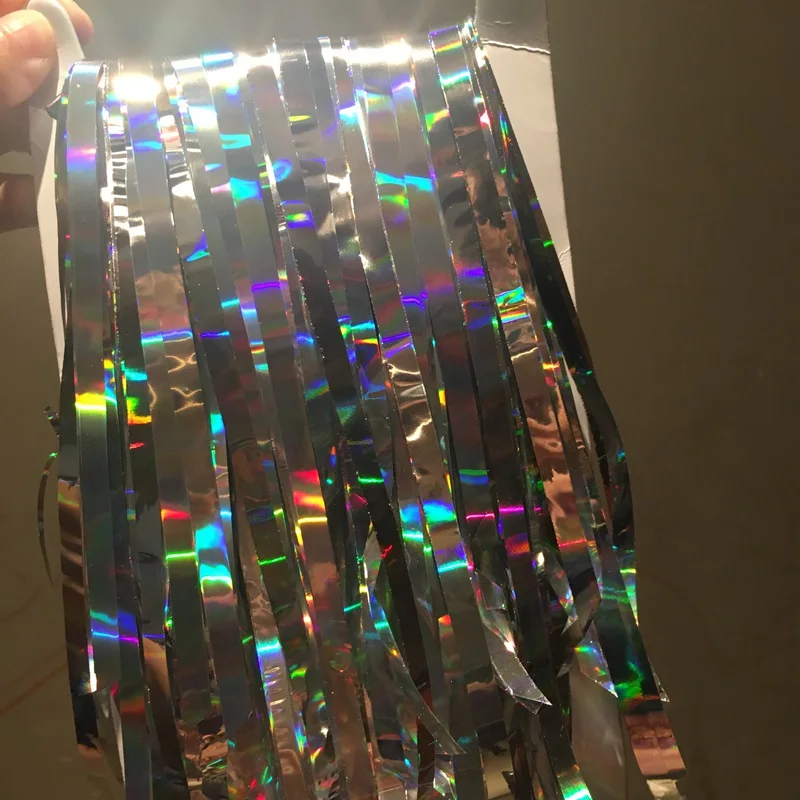 1 шт. Высокое качество Серебряный цвет металлическая бахрома из фольги блестящие