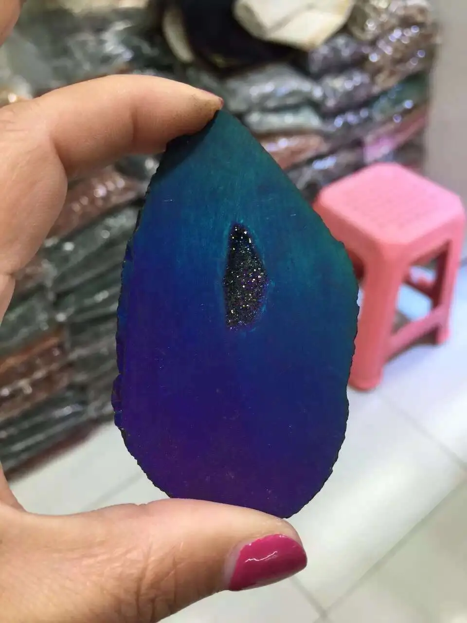 

Trendy 1pcs Druzy Purple Jewlery Making Suppliers Slab Gems Stone Necklaces for Dinnder Fashion Design