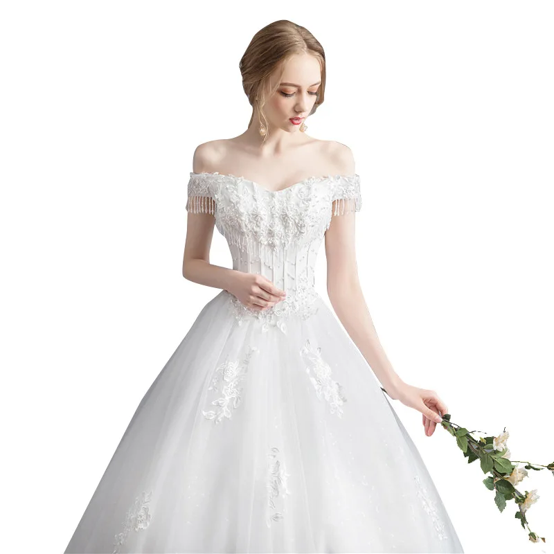 Новинка лета 2019 свадебное платье для невесты белое кружевное длинное без рукавов