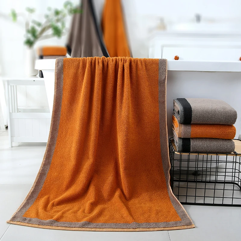Однотонное толстое хлопковое домашнее банное полотенце для пар большое и супер