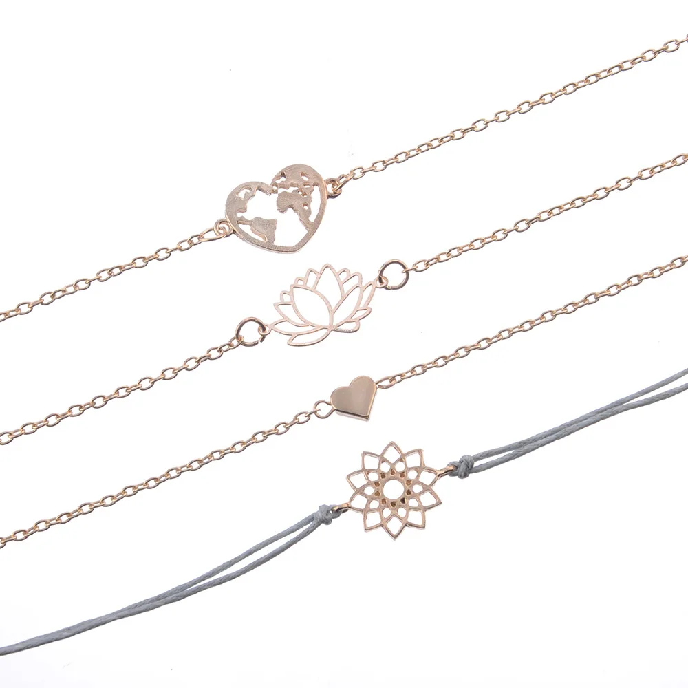 5 шт./компл. Женская мода драгоценные камни из бисера лотоса полые в форме сердца