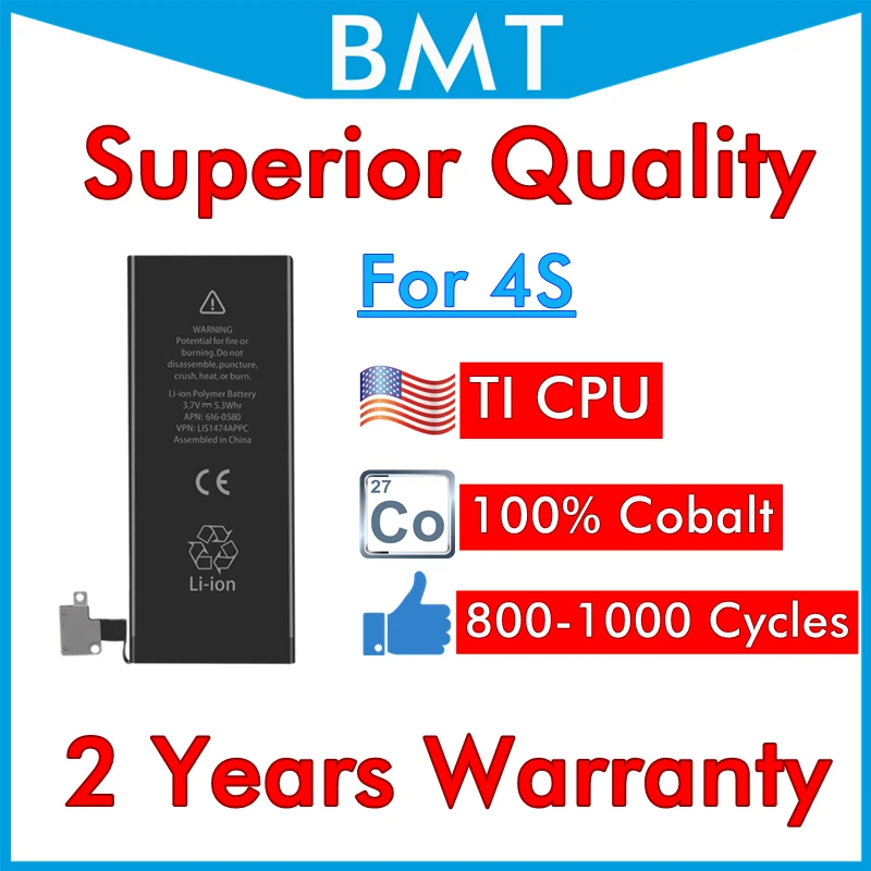 BMT оригинальный 5 шт. аккумулятор высшего качества для iPhone 4S 0 цикл 1430 мАч 100%