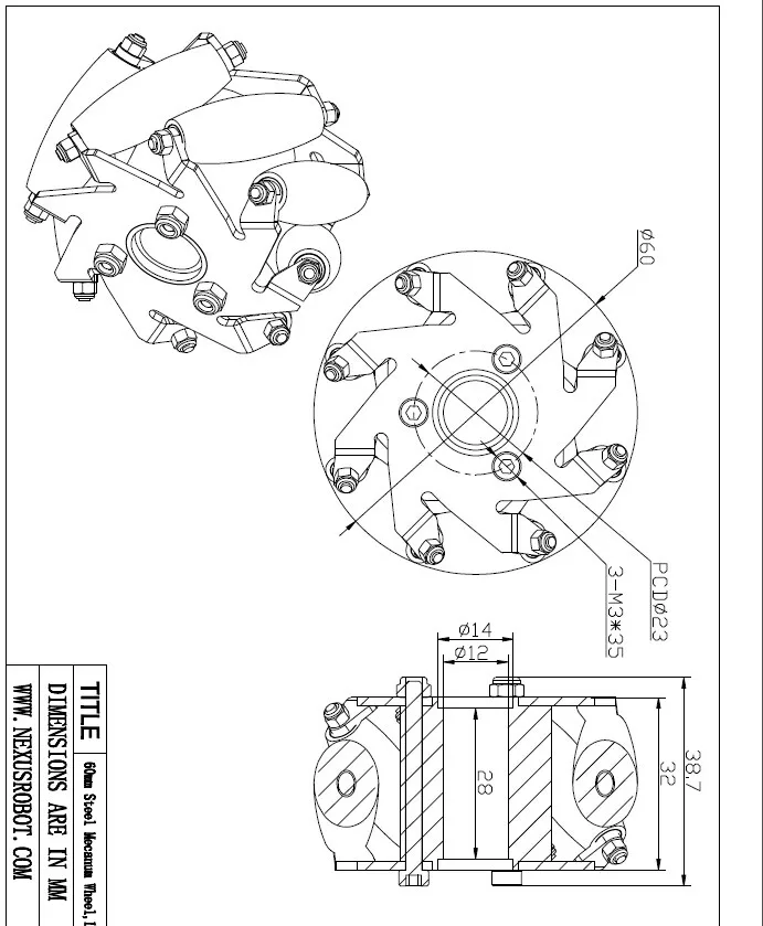 Алюминиевые комплекты для роботов 60 мм совместимы с колесами Mecanum basic Right 14158 |