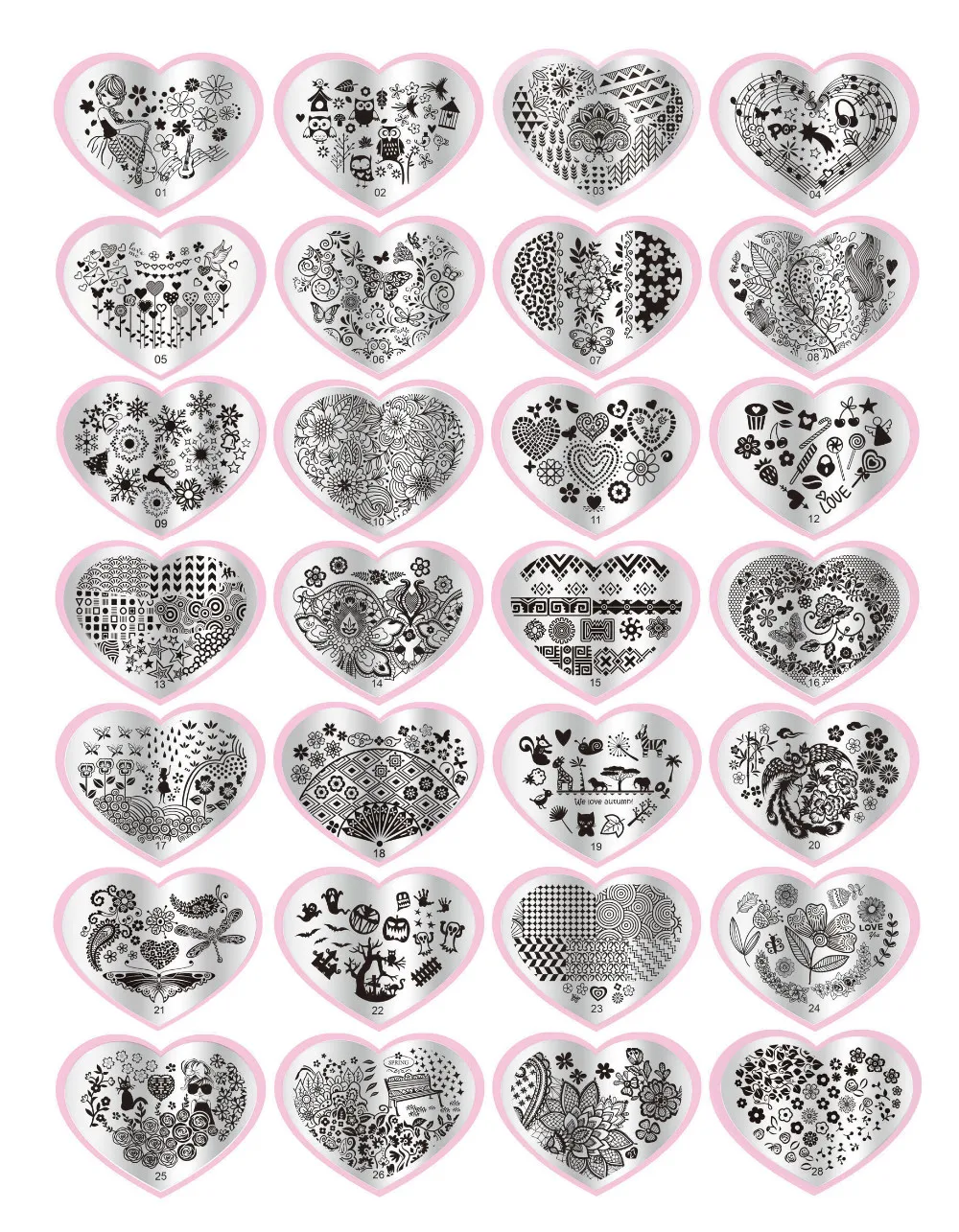 Модный 1 набор в форме сердца сделай сам лак красота очарование штамп для ногтей