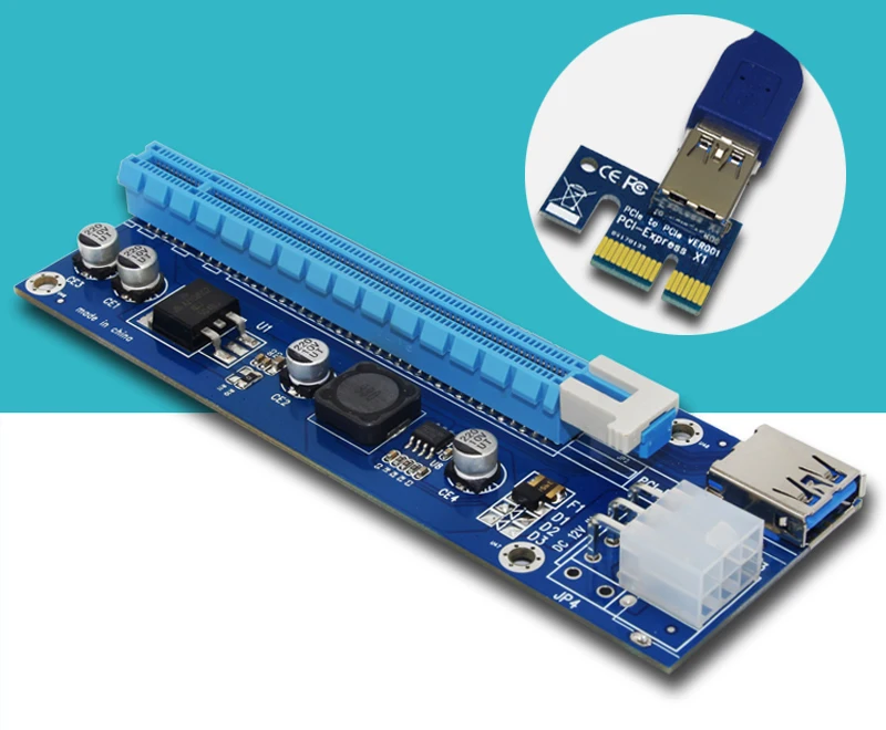 PCI E Riser Express 1X до 16X карта 60 см USB 3 0 SATA кабель питания BTC для майнинга биткоинов Antminer
