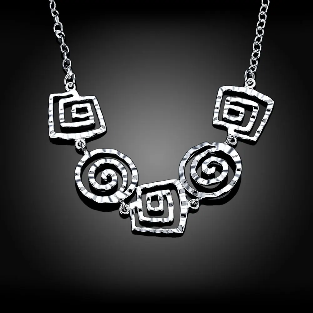 Fashion Necklaces &amp Pendants Thread Geometric Pendant Plating Silver Friendship Necklace Jewelry Women's Clothing Accessories |