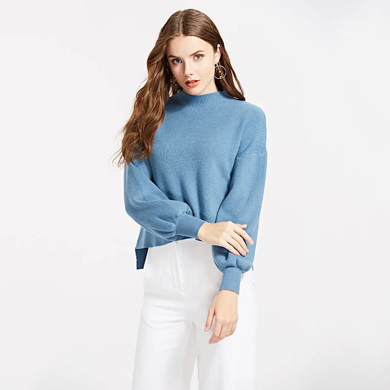 Voobuyla Women Pullover Fashion Lantern Sleeve Sweater and Jumper For Woman 2019 Spring Solid Color Knitting Feminino | Женская одежда