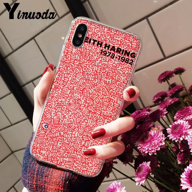 11pro MAX Keith Haring art роскошный уникальный прозрачный чехол из ТПУ для iPhone X XS 6 6s 7 7plus 8