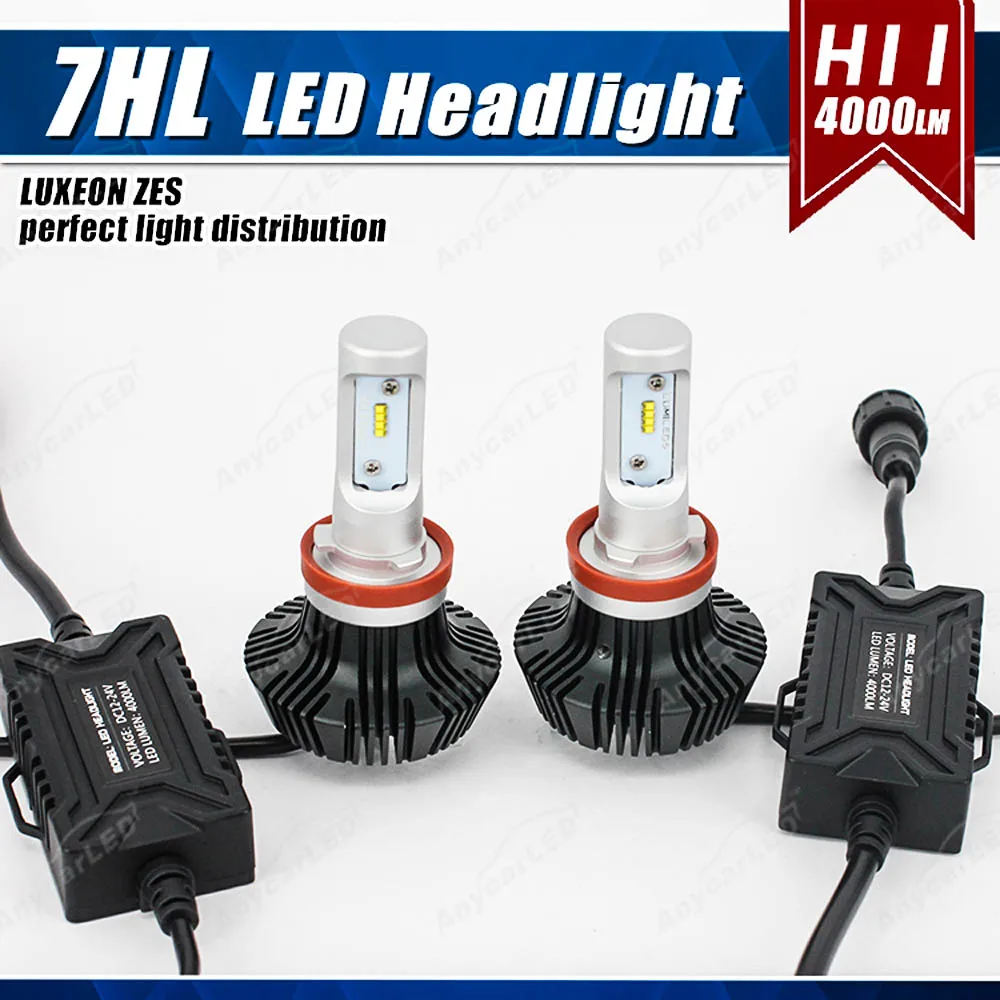 1 комплект H8 H9 H11 50 Вт 8000LM G7 светодиодных фар LUMI LUXEON ZES чипы безвентиляторный чистый