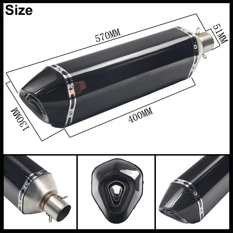 Универсальный 570 мм Глушитель для мотоцикла Akrapovic выхлопная труба для мотоцикла скутер глянцевый глушитель из углеродного волокна выхлопная труба Escape