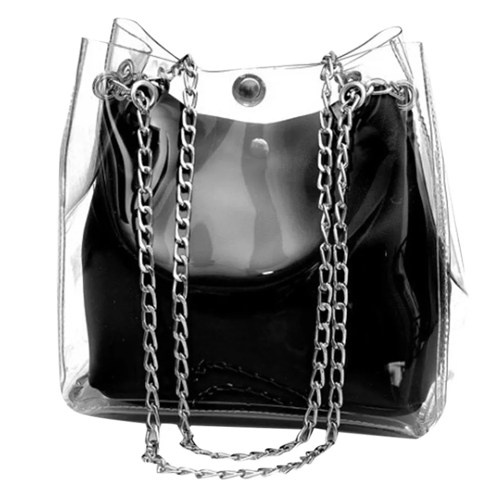 

OCARDIAN Handbags Fashion Women Lady Small Mini Transparent Bucket Bags Chain Bag Totes Compound Female Mini Bag M8