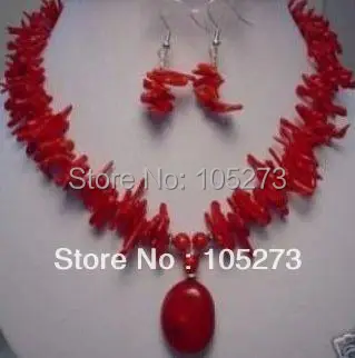 Новое поступление набор ювелирных изделий кораллового цвета ожерелье с красным