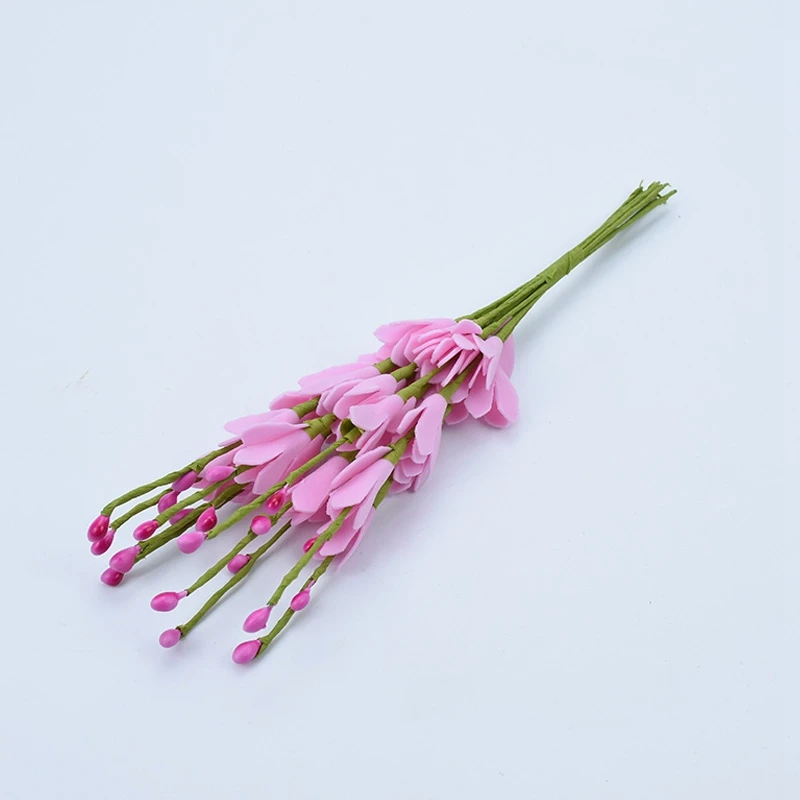 pink 10 шт., искусственная тычинка, пена, персиковая ветка, помпон, сделай сам, подарки, Рождественский венок, украшение для дома, свадьбы, скрапбукинг, искусственные цветы - Цвет: pink