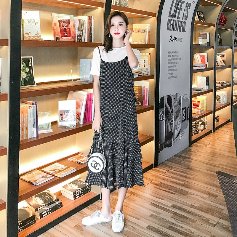 

2019 Top quality Spring Long Pleated dress Summer Casual Women High Waist Elascity