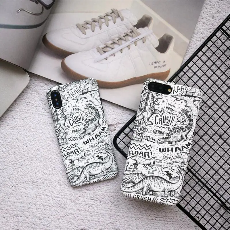 Ретро чехол для телефона с динозавром LACK для iphone XS Max X XR 8 7 6 S Plus 5 5S SE задняя крышка модный геометрический художественный чехол s Жесткий PC Capa