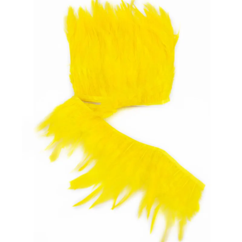 yellow 10 ярдов 8-15 см натуральный Hackle куриное перо отделка петух перо лента бахрома для платья/юбки/ремесла DIY аксессуары - Цвет: yellow