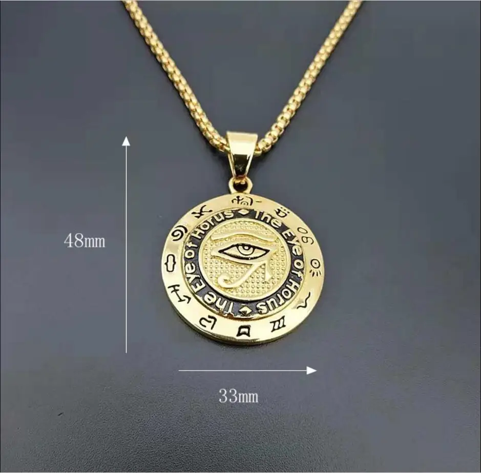 2018 new style Stainless Steel Men Hip hop Eye of Horus pendant necklaces fashion vintage necklace mens Hiphop jewelry gifts | Украшения и