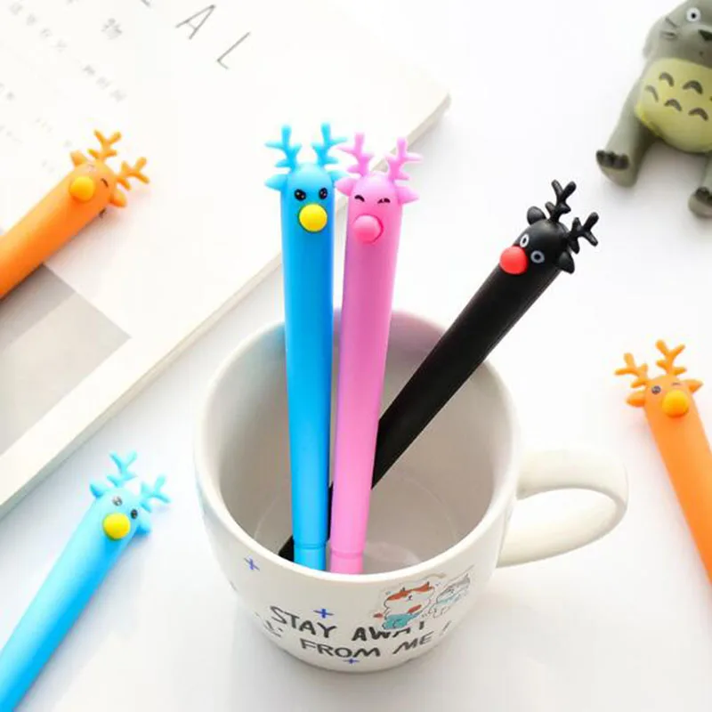 

Small Fresh Cartoon Cute Christmas Elk Gel Pen Material Escolar Stationery Canetas Escolar School, Boy Girl Reward Pen Supplies