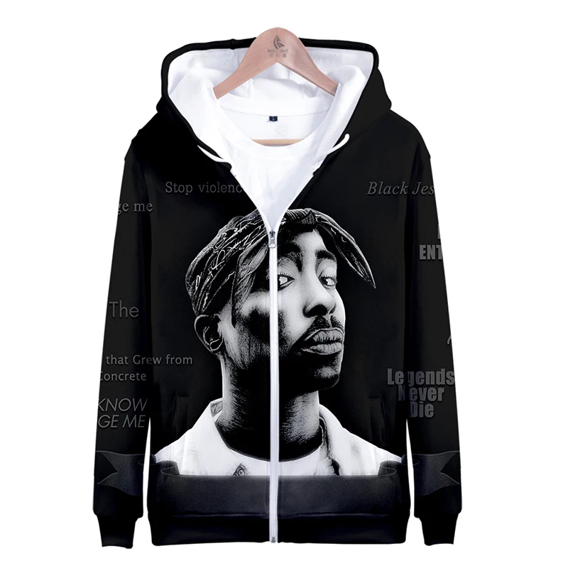 Модная 3d Толстовка в стиле хип хоп 2pac для мужчин и женщин на молнии с капюшоном