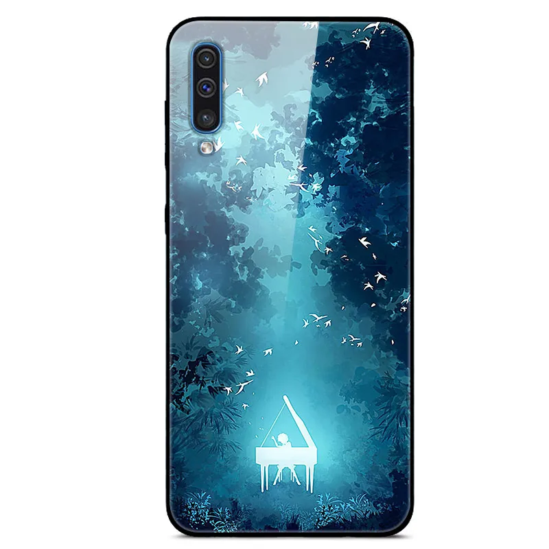 Для samsung A50S чехол с милым рисунком стекло задняя крышка Жесткий чехол для телефона для samsung Galaxy A30S A307 A 30S A 50S Бампер корпус Капа - Цвет: 13