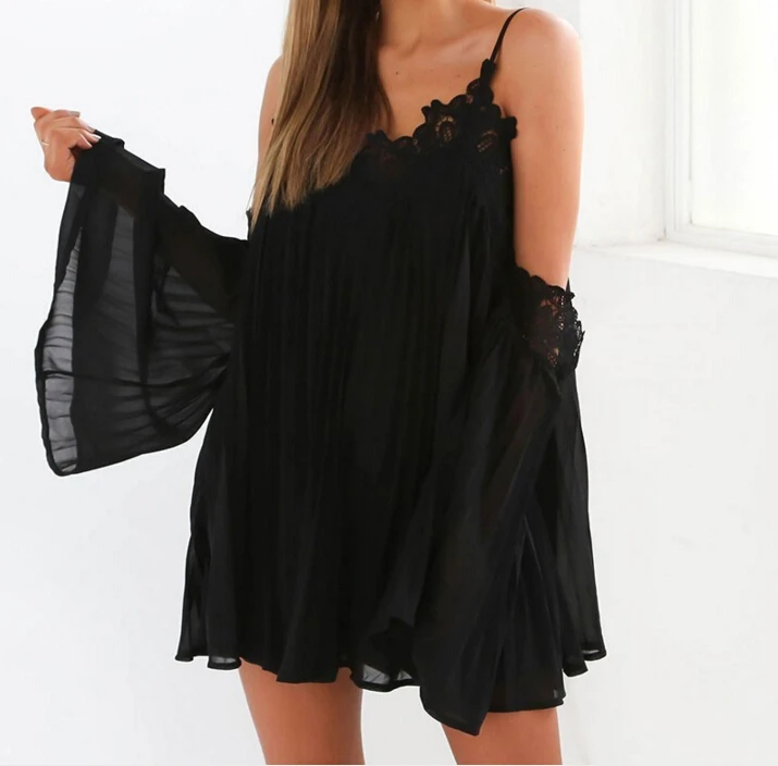 Летнее пляжное платье для мам Boho с открытыми плечами и кружевами короткие платья