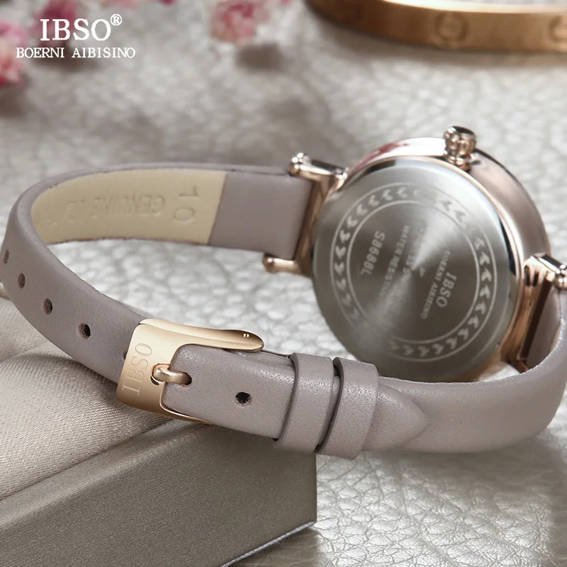 IBSO, женские кожаные часы, Дамская мода, наручные часы, Reloj Mujer,, Топ бренд, роскошные часы с кристаллами, подарки для женщин#8688