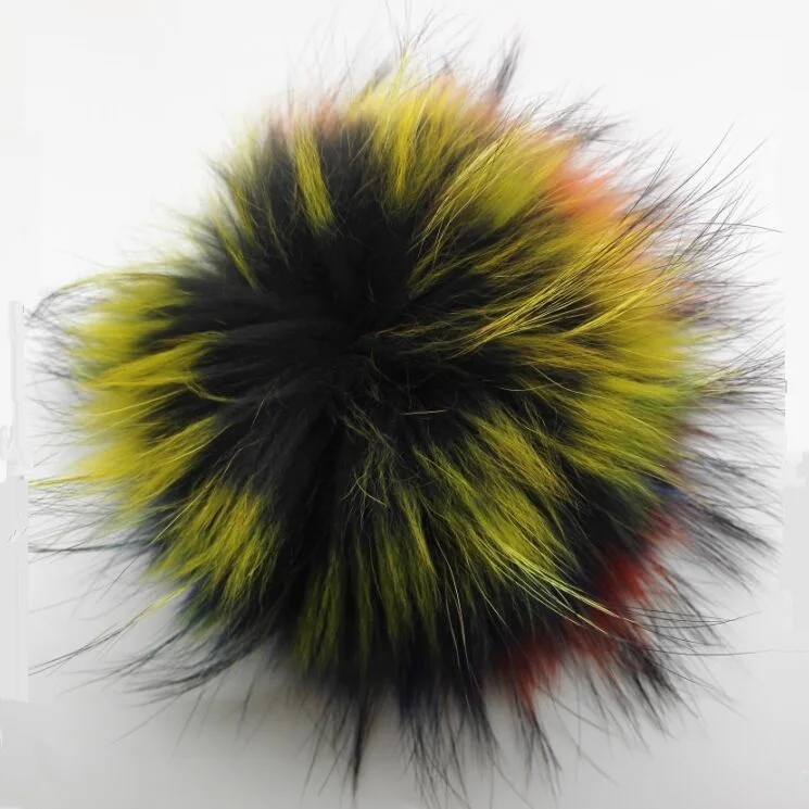 Wholesale 10pcs Rainbow Color Real Fur Pom pom For Winter Knitted Skullies Beanies Caps Hat Chrismas Gift Key Chain Bags