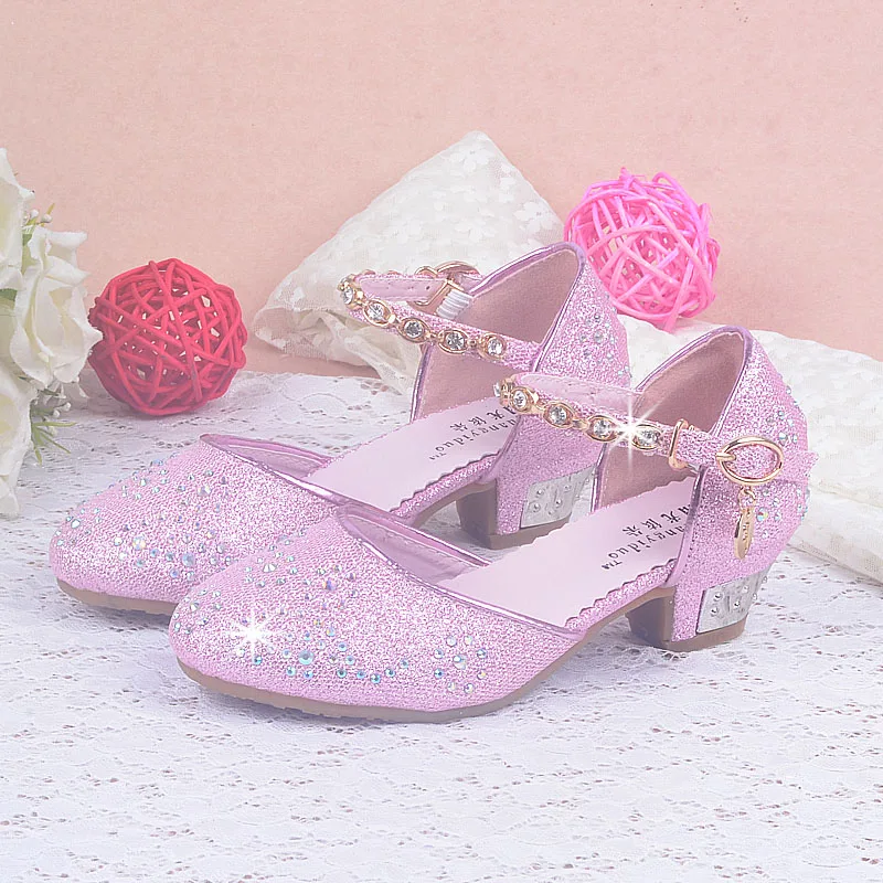 

hot !Girls Heel Shoes Spring Bowtie Sandals 2016 New Children Shoes High Heels Princess Bow Sweet Sandals Beaded Shoes For Girls