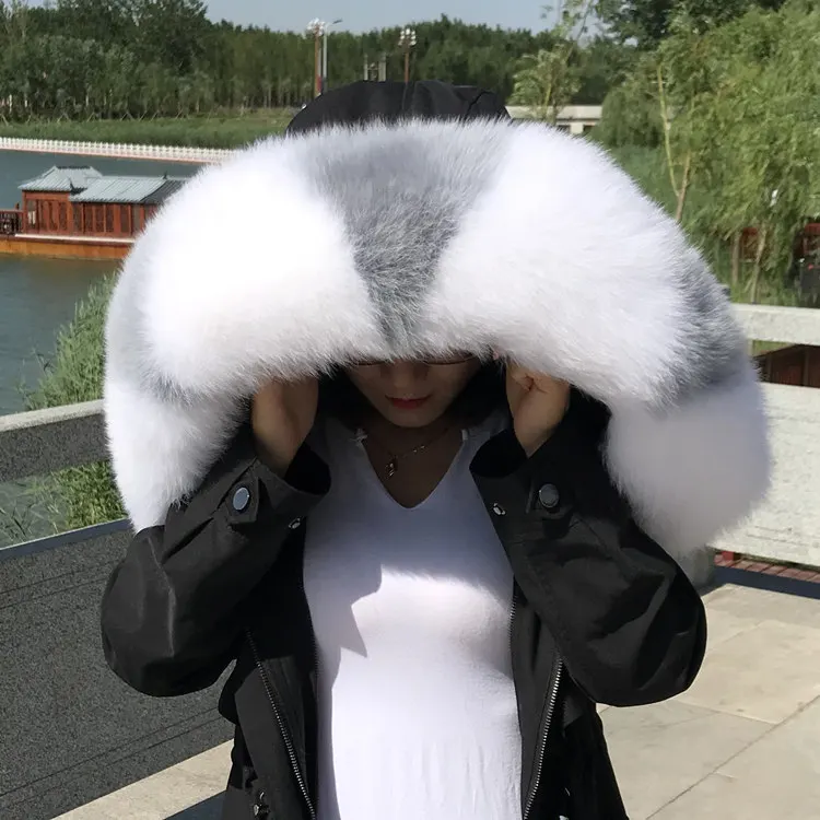 White - Light gray Зимняя Новинка, воротник из лисьего меха, модный Удобный шарф из меха, цвет, большой меховой воротник, пальто, воротник для мужчин и женщин, шаль - Цвет: White - Light gray