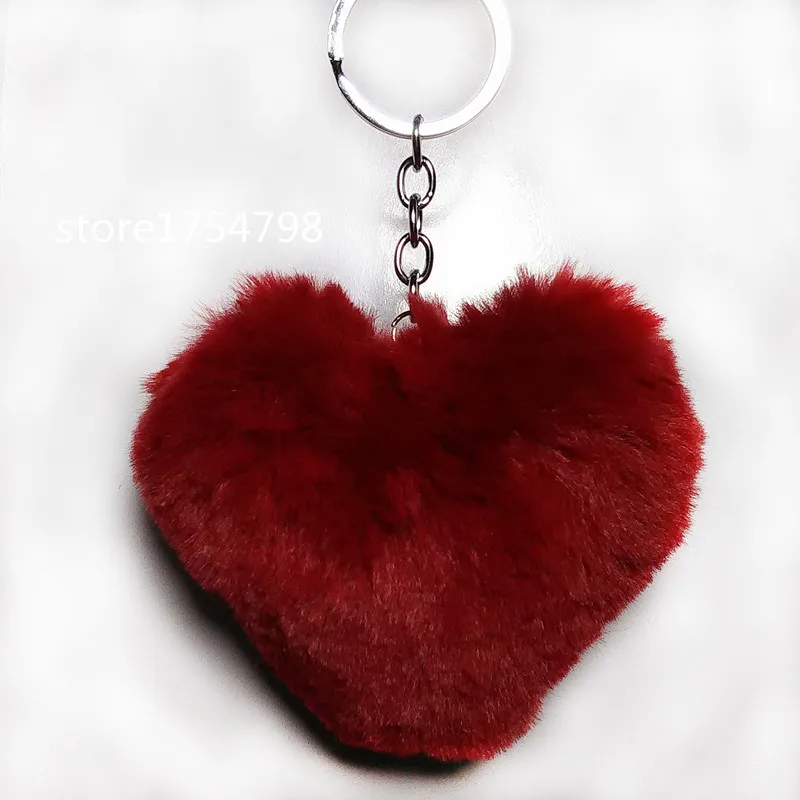 Брелок для ключей яркий брелок с подвеской из искусственного меха в форме сердца
