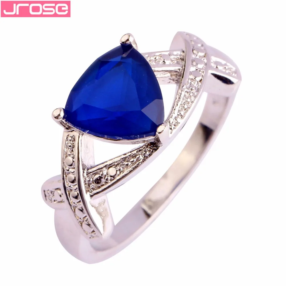 

JROSE Fashion Wholesale Unique Style Blue & Green & White Cubic Zirconia Silver Ring Size 6 7 8 9 10 Gorgeous Exquisite Ring