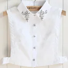 Аксессуары для вышивки жемчугом, жилет с фальшивым воротником, рубашка женская, винтажная, из шифона, с жемчугом